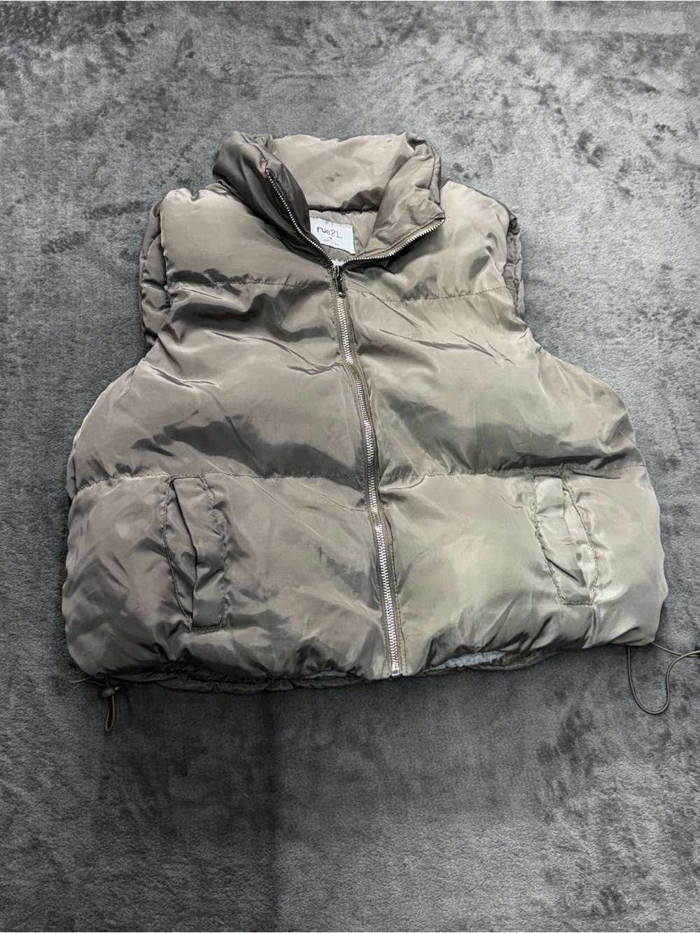 Rue21 Taupe Puffer Vest with Stand Collar